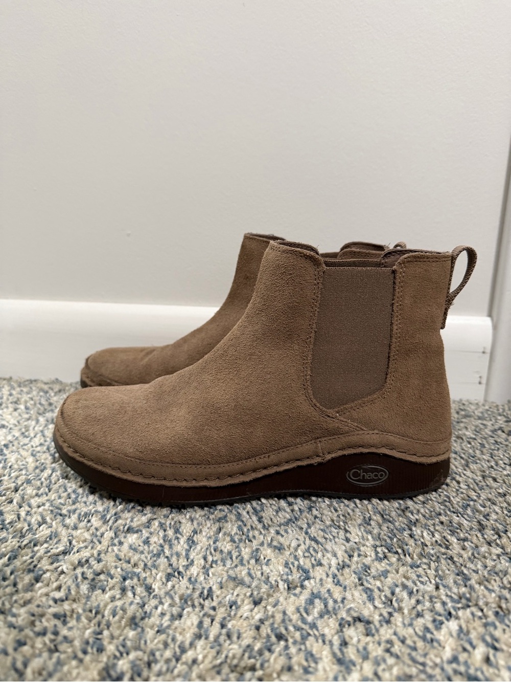 Chaco Taupe Suede Chelsea Booties